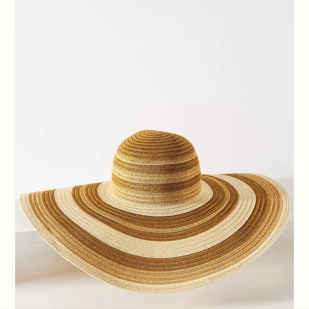 Anthropologie Sand Striped Sun Hat - tan neutral